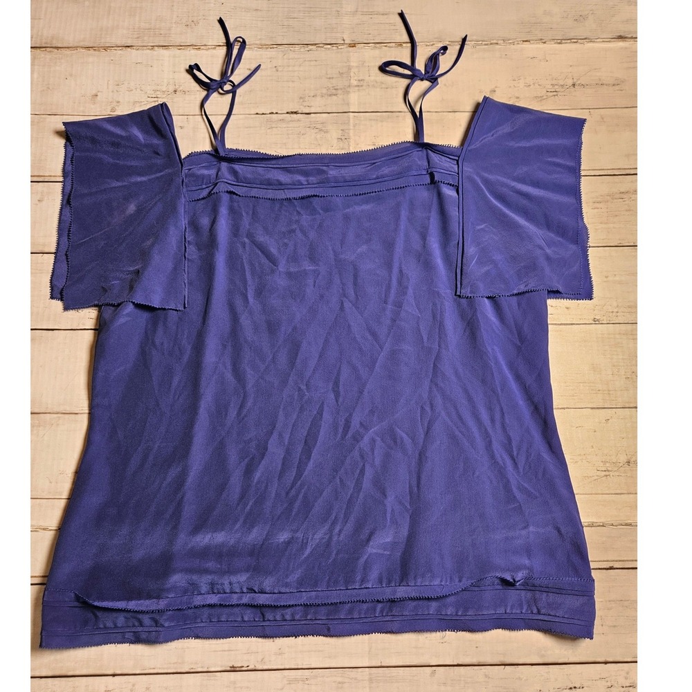 Chelsea28 Purple 100% Silk Shoulder Tie Strap‎ Blouse HL337447MI Womens M